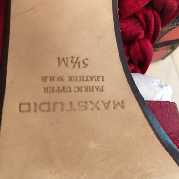 New Max Studio Red Satin Braided  T-Strap High Heeled Sandals Sz 5.5  NWOT - Picture 9 of 11